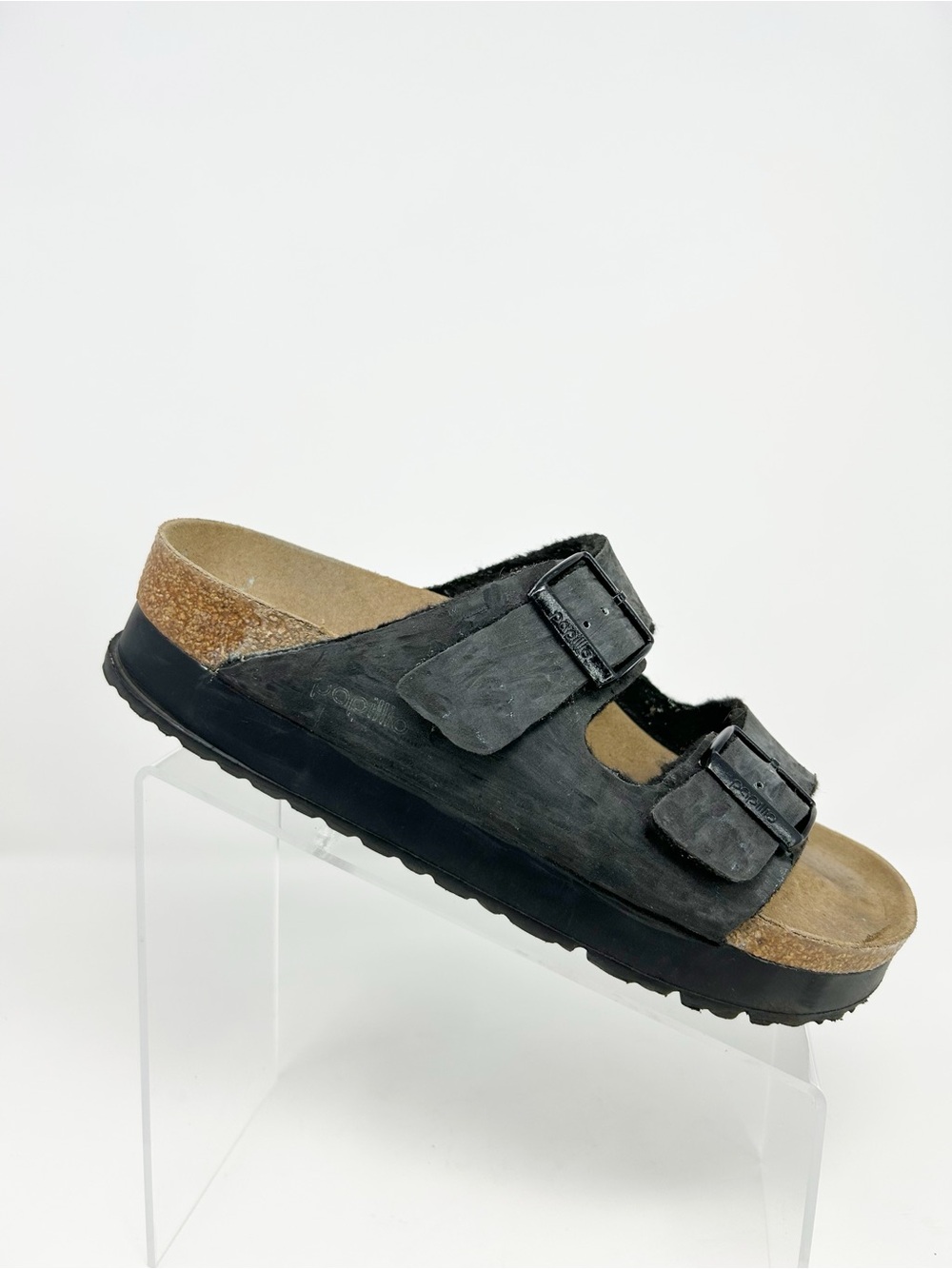 Papillio Birkenstock Arizona Platform Sandals Black 2-Strap 41 Medium/Narrow